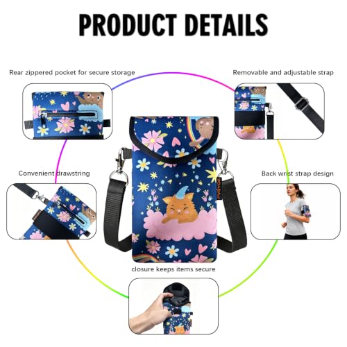 Image of Neoprene Phone Sleeve Pouch Case Bag for Men Women w /Crossbody Strap /Neck Lanyard for iPhone 17 /16 /15 /14 Pro Max, Samsung S25,Pixel 10