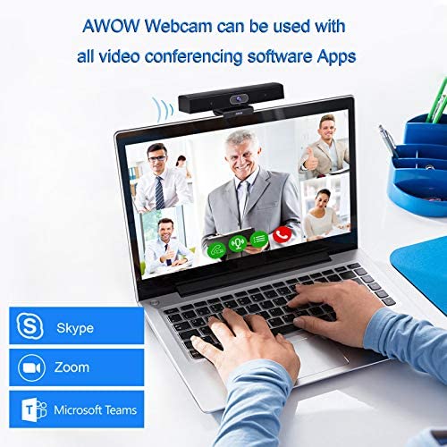 AWOW Streaming Webcam 4K, USB Webcam, mit Stereo-Mikrofon, Lautspreche, Kompatibel mit Allen Videokonferenz-Software-Apps, Conference Web Camera, für Videoanruf, Konferenz, Online-Unterricht, Spiel – Bild 5