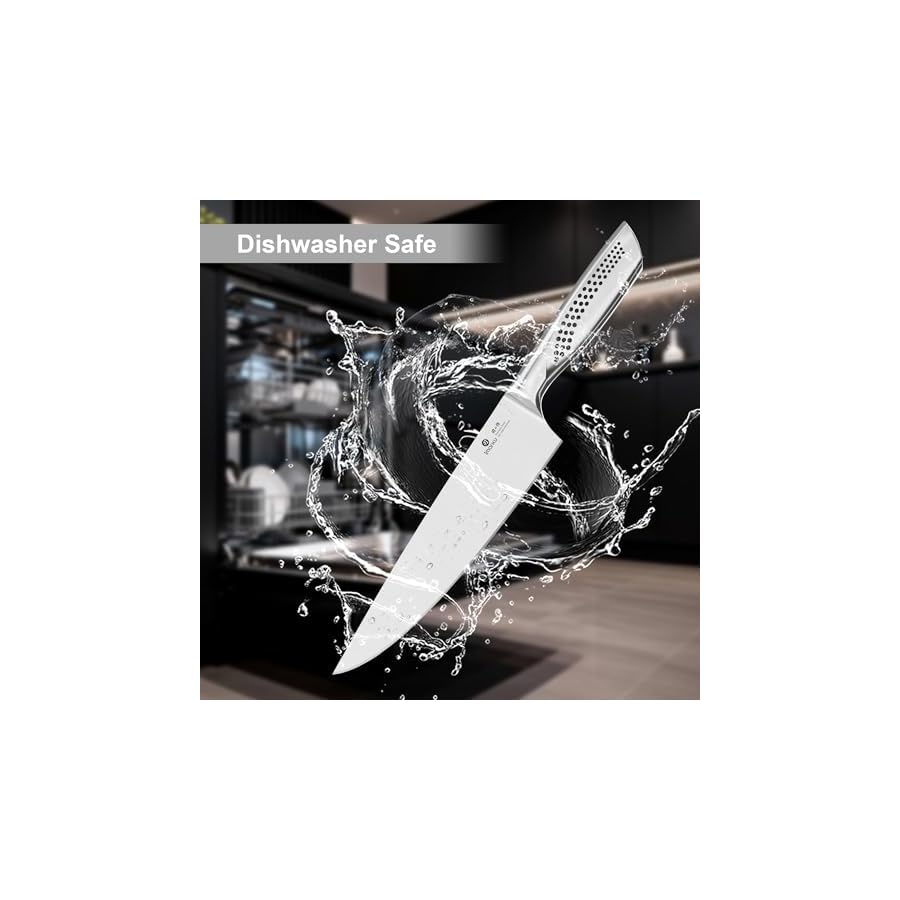 imarku 15-Piece Knife Set with Block, High Carbon Stainless Steel Kitchen Knives with Built-in Sharpener, Dishwasher Safe, Ergonomic Non-Slip Handle, Perfect for Home Cooks & Chefs, Black