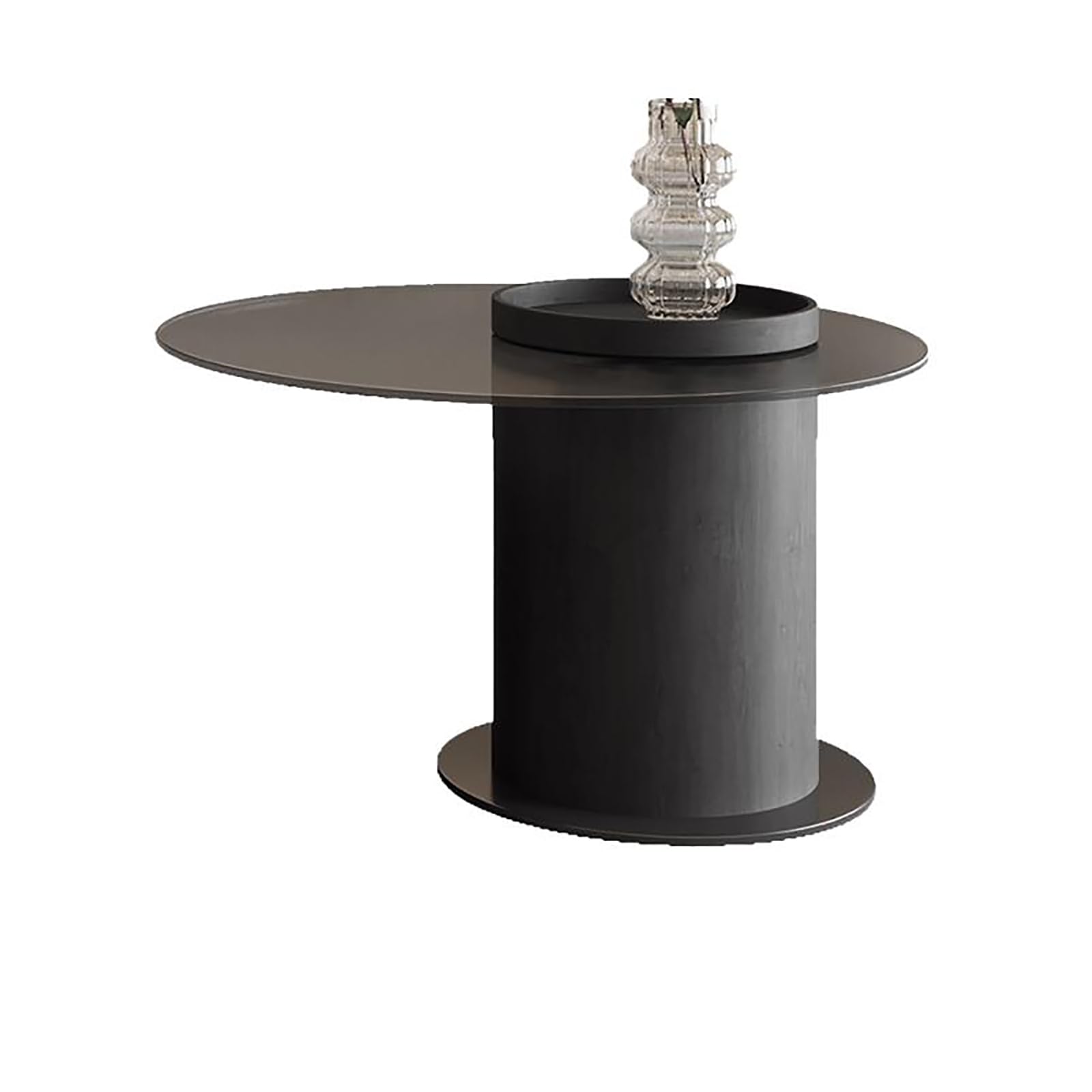 Table basse ronde moderne en dalle de roche et métal pour salon