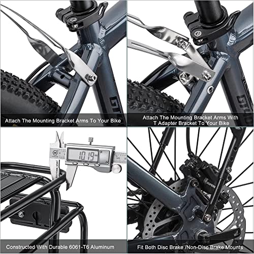 Kadacha Fahrradgepäckträger für 26–29' / 700C – verstellbar für Scheiben- & Felgenbremsen, 6061-T6 Aluminium, inkl. Reflektor, max. Traglast 27 kg, Touring Gepäckträger universell