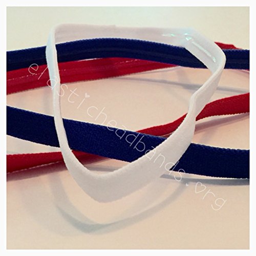 FABULICIOUS RED WHITE BLUE GIRLS HEADBANDS Softball Running Sports Headband Sweat Silicone Non Slip Grip No Armour Scrunchy Women Girl Soccer Yoga Running Soccer Basketball Tennis Volleyball Elastic