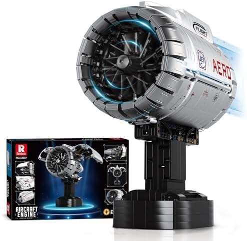 Reobrix Aircraft Engine Building Block Set, Aircraft Turbofan Engine Model Kit That Works, 33019 Jet Engine Building Toy with Motor, STEM Engineering Toys for Teens 14+ and Adults, 1786 PCS