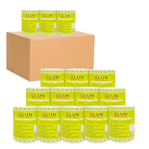 Image of GLUN Credit Card Receipt Rolls, Pack of 20 Rolls 79mm(3 inch) x 50 Meter Length, Smudge & Jam-Free Surface for Cash Receipt Billing