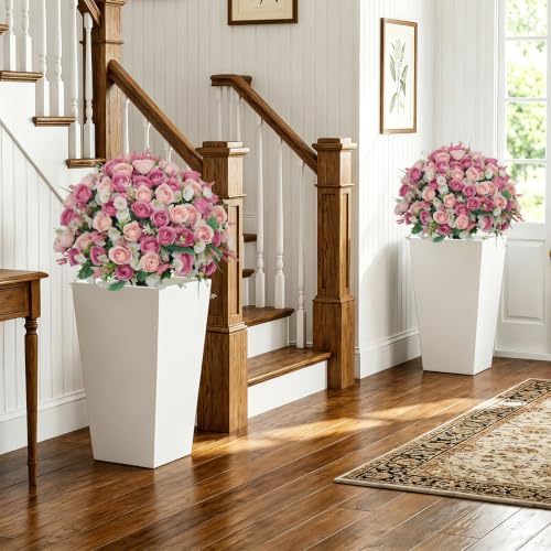 Aoutyers 24" Artificial Potted Flowers for Outdoors, Silk Rose Faux Plants - image 8