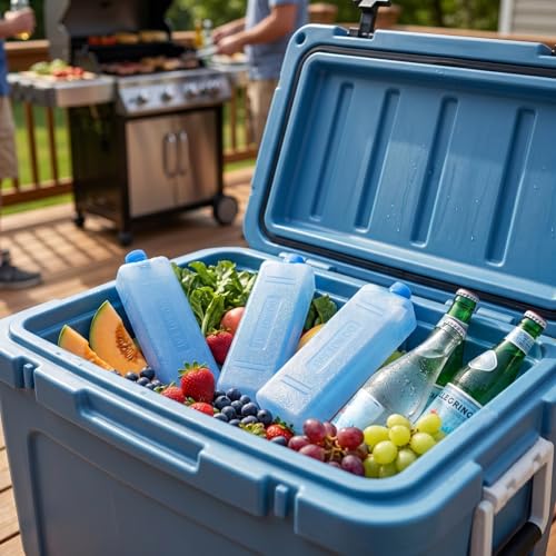 Image of Housoutil 12pcs Reusable Ice Packs, Ice Packs for Cooler Lunch Bags Breastmilk Storage Bottle Daily Use Freezer Air Conditioner Fan