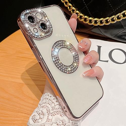 Coque iPhone 14 Pro transparente galvanisée souple rose