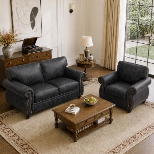 Image of Couchus 71 inch W Living Room Furniture Sets, Loveseat&Single, Grey