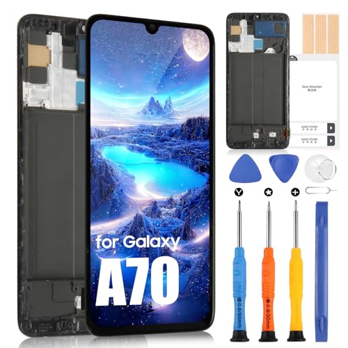 FACILE DA INSTALLEARE: Sostituzione LCD per Samsung Galaxy A70 da soli è molto semplice e consente di risparmiare denaro. Il nostro pacchetto non include istruzioni, consigliamo vivamente a coloro che non hanno esperienza di installazione di trovare un professionista o installare lo schermo sotto la guida di video tutorial di YouTube, in modo da non causare perdite inutili
