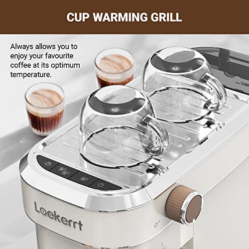 Image of Laekerrt Espresso Machine, 20 Bar Espresso Maker with Milk Frother, Compact Small Coffee Maker for Lattes and Cappuccino (Pear White, Stainless Steel)