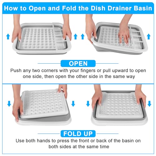 Collapsible Dish Drying Rack Portable Dish Drainers for Kitchen Counter with Drainboard, Kitchen Sink Organizer Basket RV Accessories Camper Storage and Organization Dish Rack Over Sink Drying Rack by Seropy - Image 3
