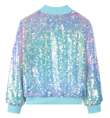 Happy Cherry Girls Sequin Bomber Jacket Lightweight Glitter Long Sleeves Coat Zipper Jackets for Kid3