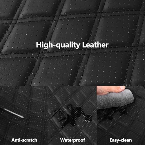 Car Seat Covers Full Set,Breathable and Waterproof Napa Leather Car Seat Cover,Interior Universal Fit for Cars,Sedans,SUVs,Vans,Trucks(Full Seat,Black,N3) - Image 5