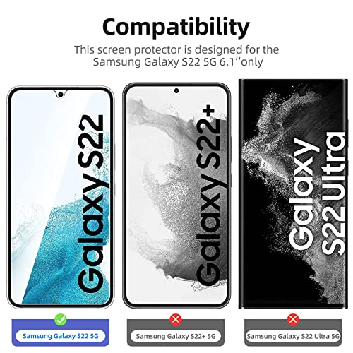 Image of NEW'C 3 Pack Designed for Samsung Galaxy S22 5G, Screen Protector Tempered Glass, Case Friendly Scratch Resistant,Bubble-Free, Ultra Resistant