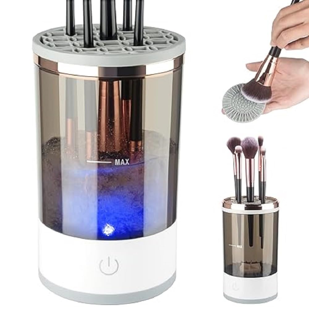 Luxansa Electric Makeup Brush Cleaner,USB Automatic Cosmetic Brush Cleaner,Upgraded Electric Makeup Brush Cleaner for All Size Beauty Makeup Brushes, Auto-Rotating Brush Cleaner Deep Cleaning
