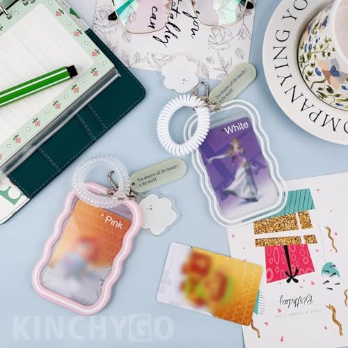 Image of Street27 Cloud Shape Photo Card Holder with Keychain Pendant | Transparent ID Badge Case with Wrist Strap | Silicone Protective Card Cover for Office, School & Travel (Grey)