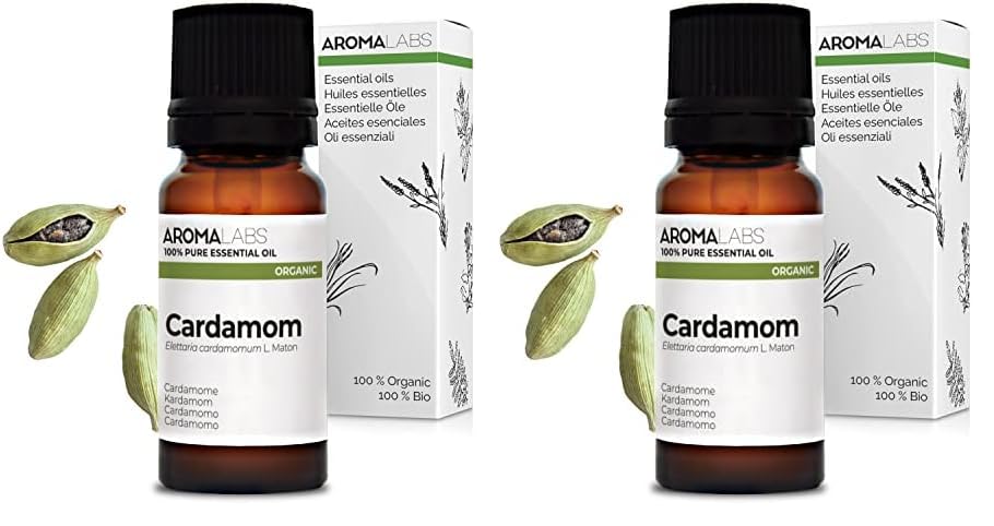 BIO - Aceite Esencial Cardamomo - 10mL - 100% Puro, Natural, Quimiotipado y Certificado AB - Aroma Labs (Marca Francesa) (Paquete de 2)