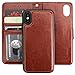 Bocasal iPhone Xs iPhone X Wallet Case with Card Holder PU Leather Magnetic Detachable Kickstand Shockproof Wrist Strap Removable Flip Cover for iPhone Xs/X 5.8 inch (Brown)