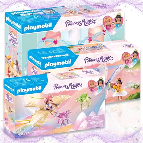 PLAYMOBIL 71361 Princess Magic Pegaso Celestial con arco iris 71362 Princess Magic - Fiesta de pijamas celestial 71363 Princess Magic Excursión celestial con potro Pegaso