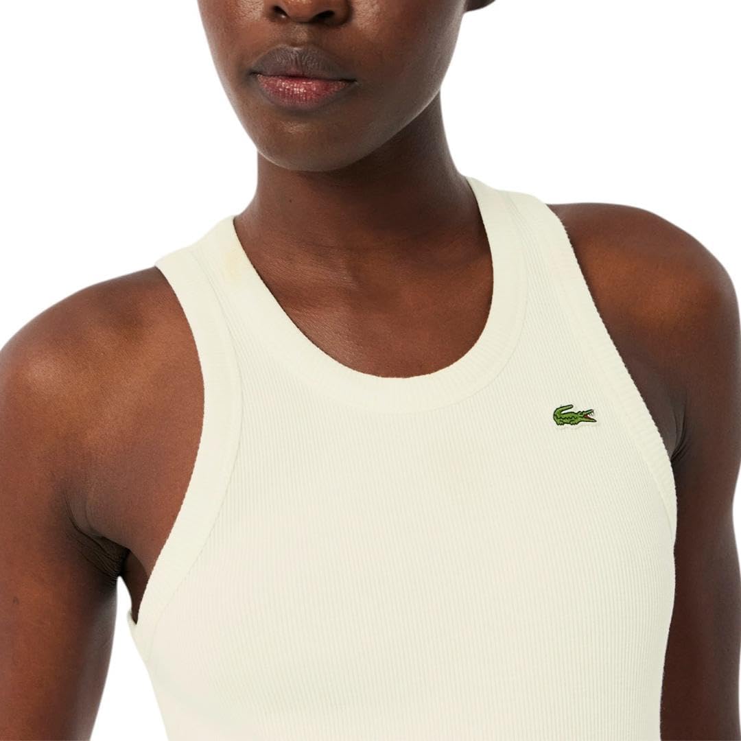 Lacoste Womens Crew Neck Sleeveless Slim Fit Classic T-Shirt - Image 2