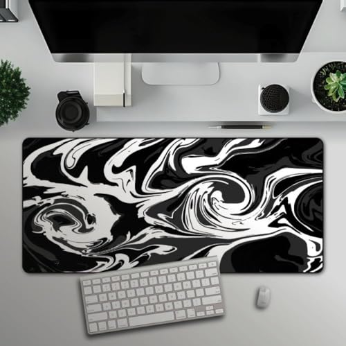 Image of Saco XXL Gaming Mouse Pad for PC - Large Desk Mat 900x400x3mm, Extended Non-Slip Rubber Base, Waterproof Surface, Liquid Wave Design, Big Keyboard Mouse Pad for Office & Home Setup