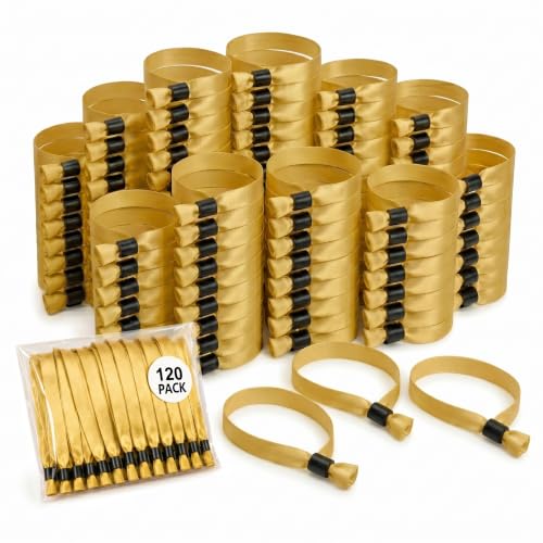 120 Pcs Cloth Wristbands for Events(Gold), 13.78" VIP Event Wristbands