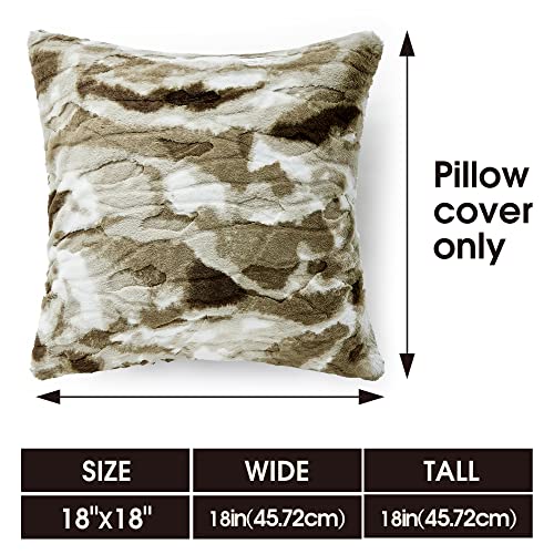 Cosyco Sherpa Throw Pillow Covers, Animal Print Soft Fluffy Cushion Covers, Decorative Pillow Covers For Couch, Sofa, Bed, Accent Pillows, Set Of 2, 18X18 Inches, Camo Print #TOP3