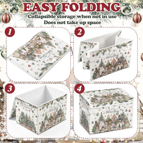 Image of Briwooody Neutral Christmas Storage Bin with Lid and Carrying Handle Christmas Tree Foldable Storage Box Large Xmas Decorative Collapsible Container Basket for Organizing Closet Home Bedroom Gift