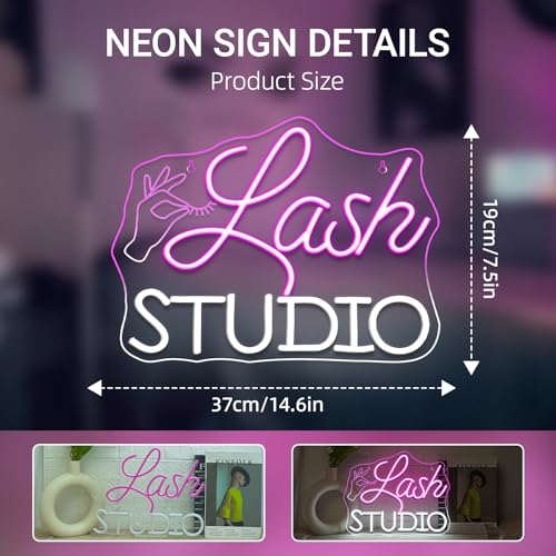 Image of Lash Studio Neon Sign Eyelashes Room Neon Signs Lash Tech Gifts | Lash Neon Sign, Salon Spa, Beauty Makeup Studio, Barber Shop Decoration, Lash Tech Gift for Salon Owners
