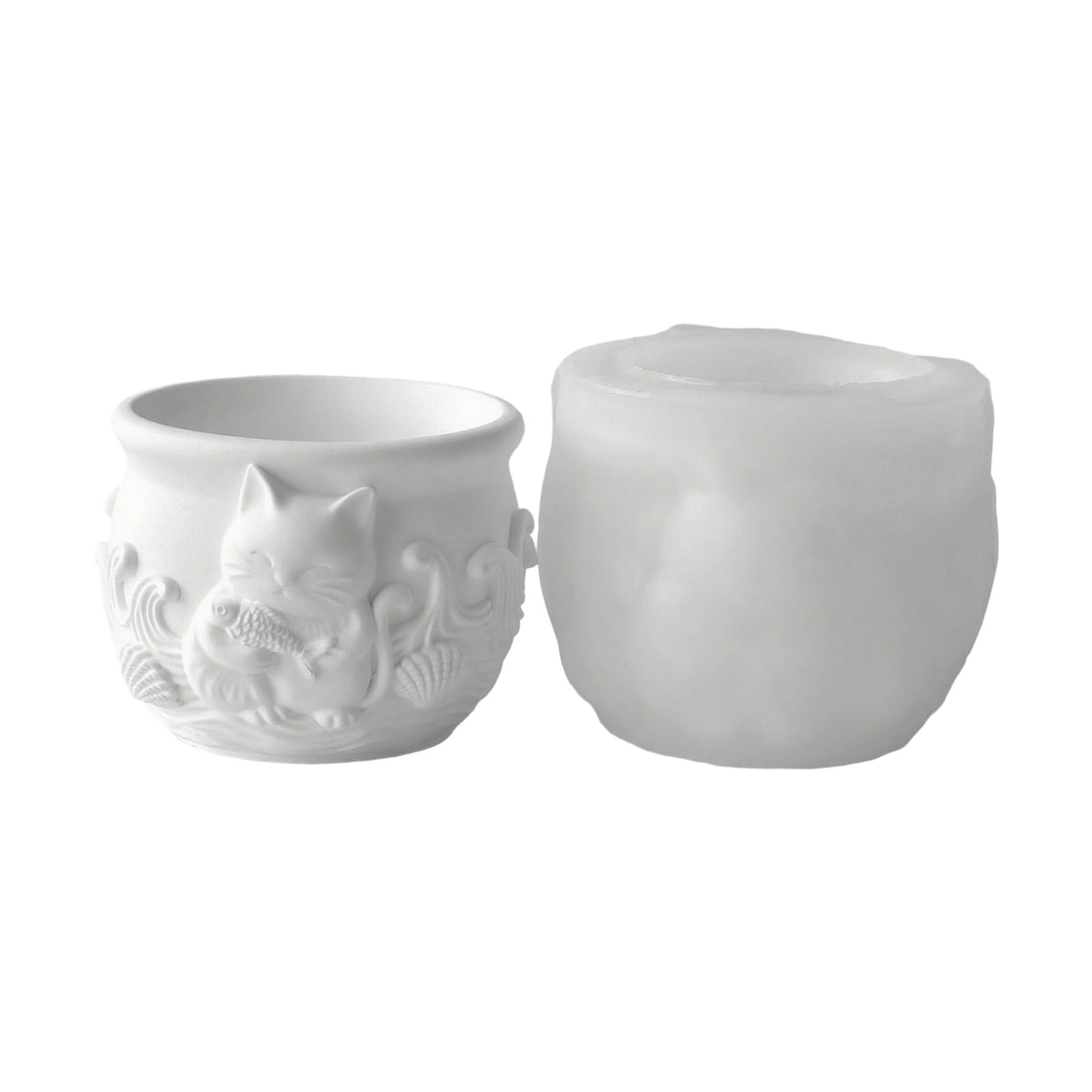 Molde de silicona para animales de compañía, herramienta artesanal reutilizable con patrones en relieve para decoraciones, molde para macetero de cemento y hormigón