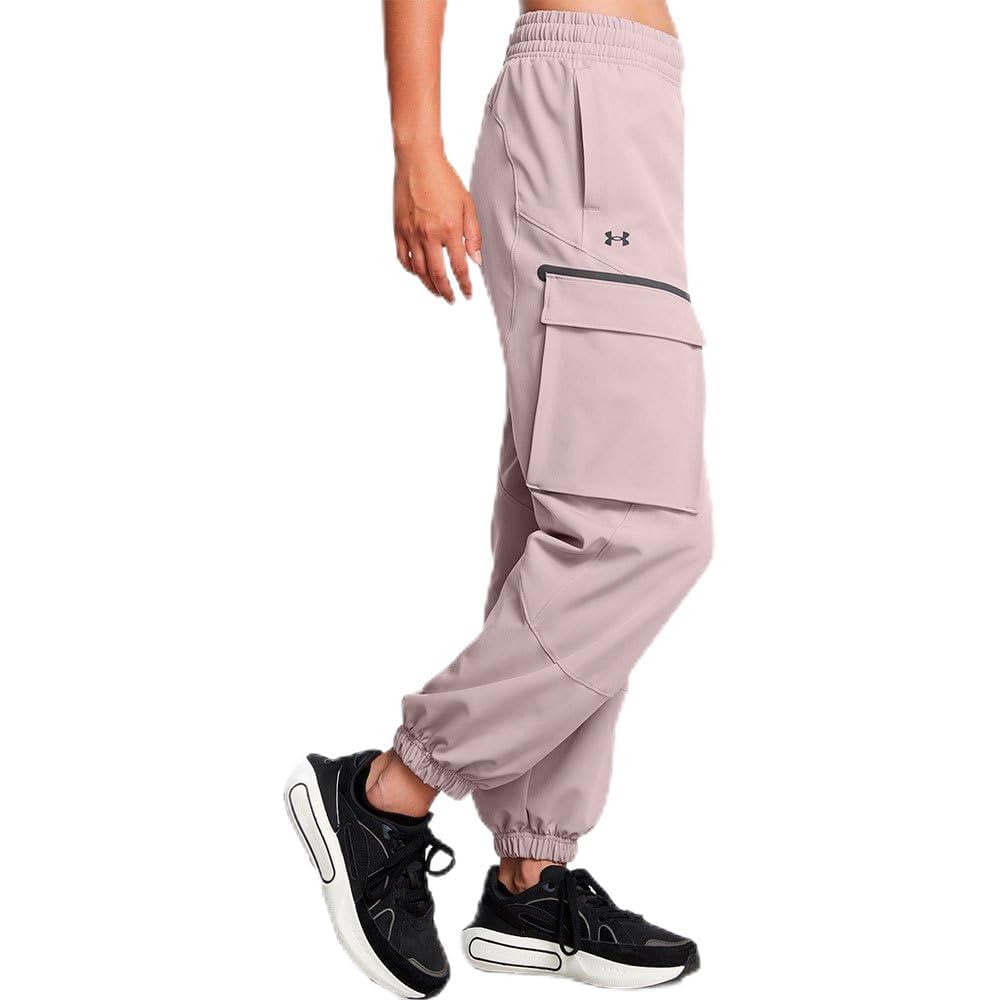 Spodnie Unstoppable damskie Under Armour kolor fioletowy fason cargo high waist