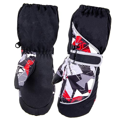 Azarxis Kinder Handschuhe, Skihandschuhe, Fausthandschuhe für Kinder 3-12 Jahre (Schwarz, XXS (9-12 Jahre))