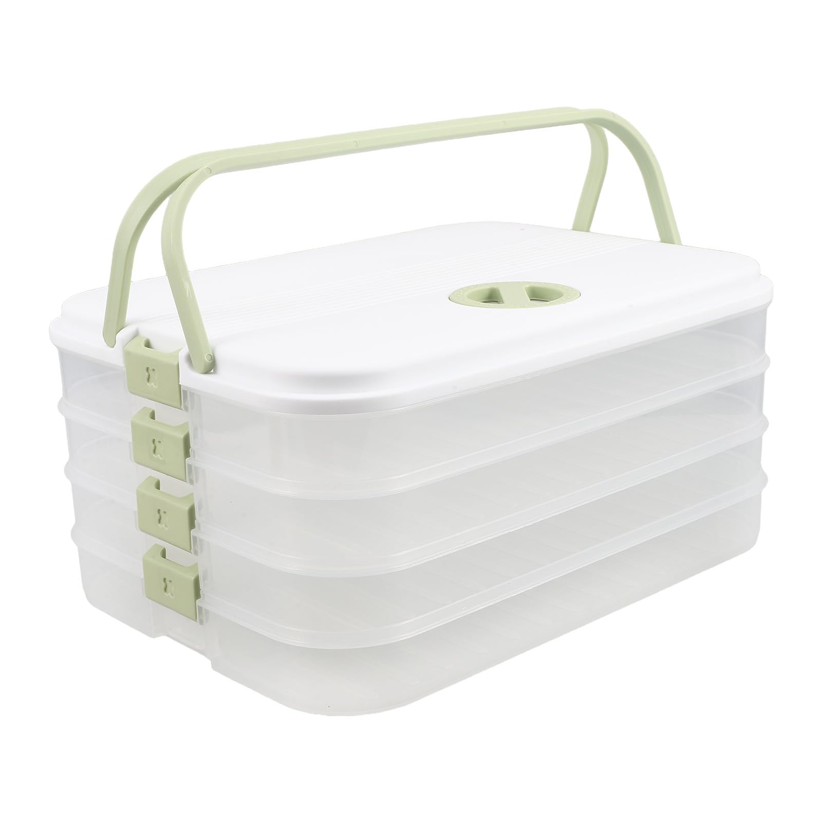 Recipiente rectangular para guardar empanadillas con 4 niveles - Caja rectangular para empanadillas, ideal para el frigorífico, como recipiente para aperitivos, queso, verduras y donuts, con