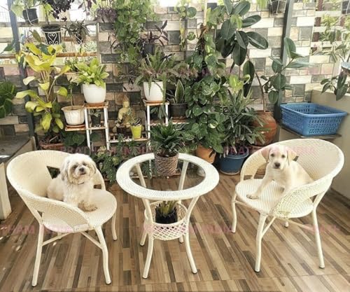 Image of India 2+1 Outdoor Indoor Patio Furniture Sets Rattan Chair Patio Set Conversation Set Bistro Set Lawn Chairs Balcony Outdoor Garden Furniture Chair Set (Cream Color)