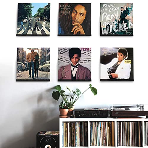 Metfun 3 Pack Acrylic Vinyl Record Display Shelves Wall Mount Holder,12 Inches Black Floating Shelves For Vinyl Record Storage,Floating Bookshelf For Kids Room (Black) #TOP3