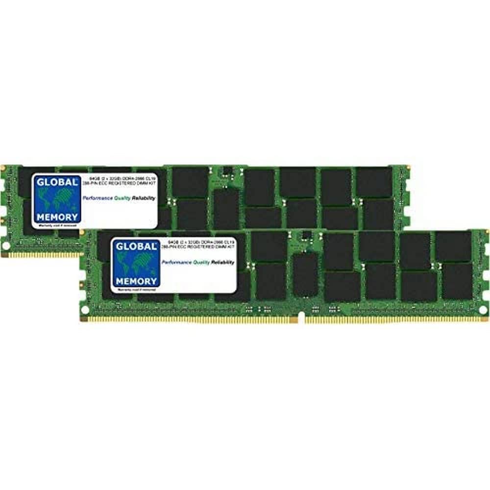 Kit di memoria RAM DDR4 da 64 GB (2 x 32 GB) 2666 MHz PC4-21300 288-PIN ECC REGISTRATA DIMM (RDIMM) compatibile con server/workstation/schede madri (non per PC*) (kit chip a 4 livelli)