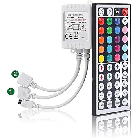 SUPERNIGHT RGB Light Strip Remote Controller, 2-in-1 4 Pin Dimming Dimmer Brightness Flash Mode Control Options for LED Tape Light,12V DC LEDs Rope Lighting (2 Ports) Cover
