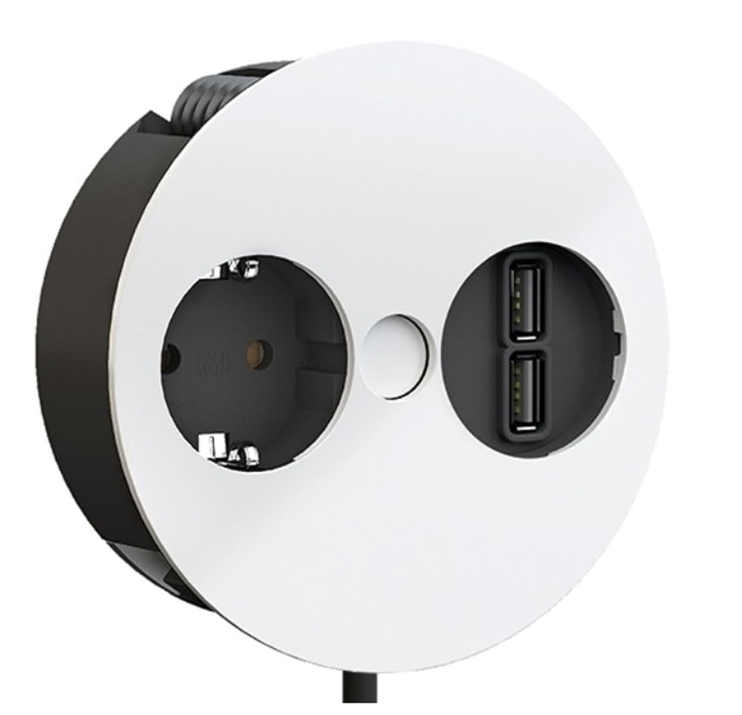 Bachmann 931.231 Twist Unidad de Toma de Corriente, 1x Enchufe con Puesta a Tierra, 1x Cargador USB, Blanco Mate
