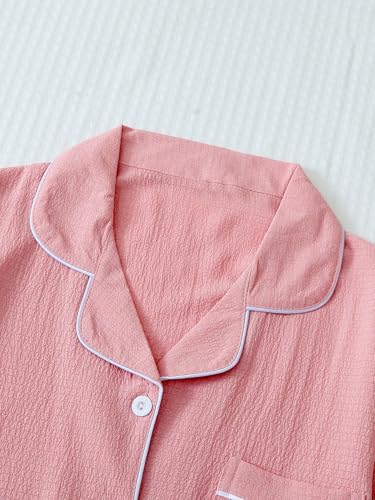 Image of Verdusa Pajamas For Women Set 2 Piece Summer Pajama Sets Cute Pjs Lounge Matching Button Shirt with Shorts