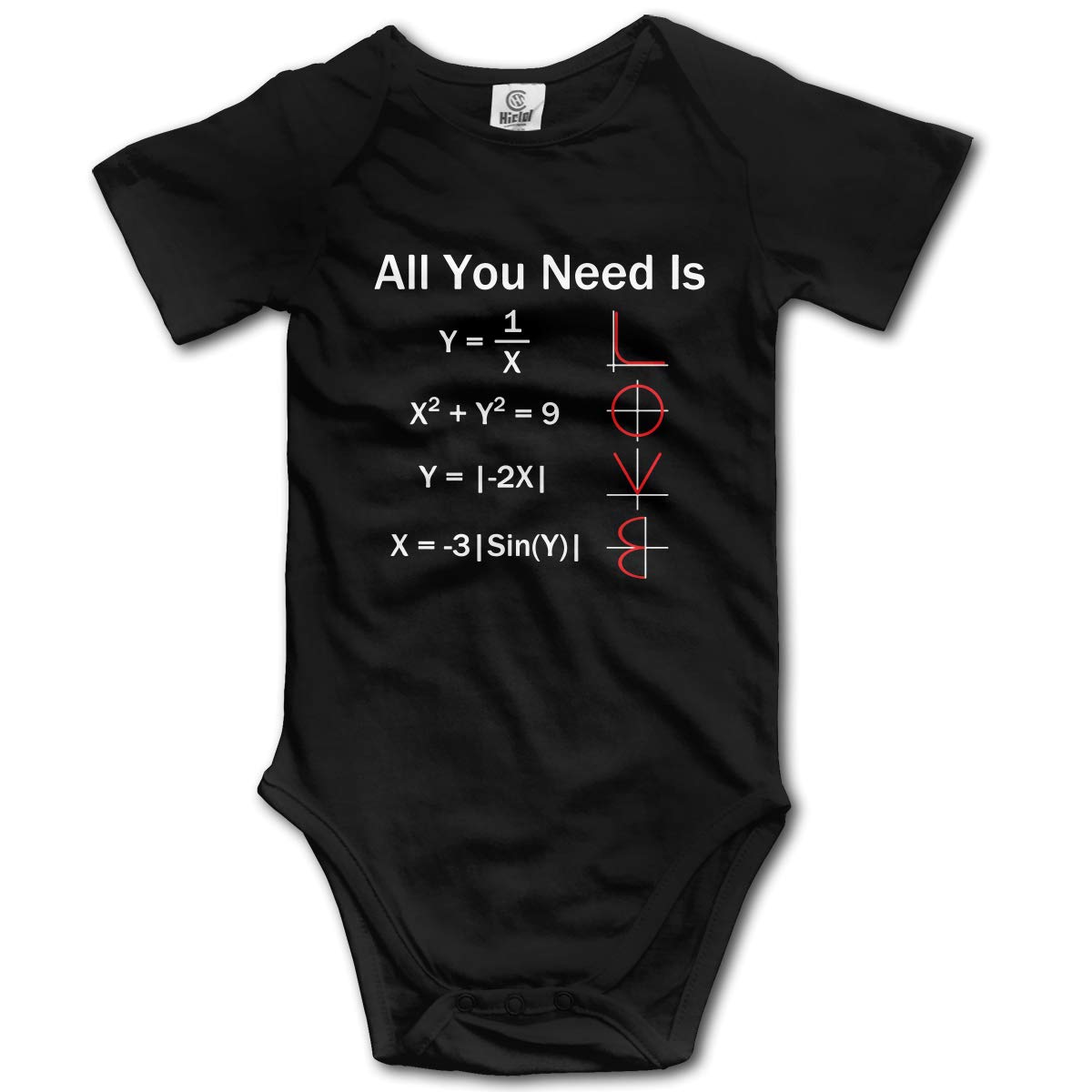 All You Need is Love Math Cotton Infant Bodysuit Playsuit Union Suit Baby Short-Sleeve Bodysuit Black
