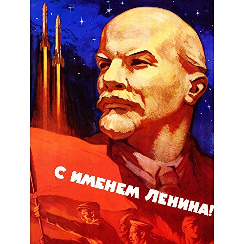 Propaganda Political Soviet Union Lenin Rocket Space Art Print AFICHE Cartel Imprimir Poster Político Unión Espacio Lámina Póster