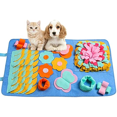Snuffle Mat for Dogs Washable HomeMall Dog Puzzle Toys Puppy Training Pad Pet Feeding Mat (Blue, 28.3in x 16.5in) Cover