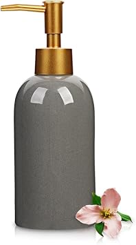 Classic Cylindrical Soap Dispenser, Multi-Color Ceramic BottleGray
