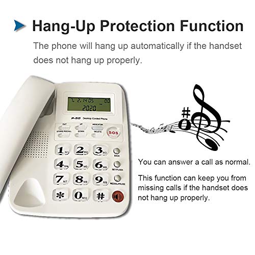 Corded Phone With Caller Id, Hepester P-50 Wired Landline Phone For Home Elderly Phone With Big Button Amplified Speakerphone For Seniors Amplified Telephone Sos Emergency Speed Dial (White) #TOP4