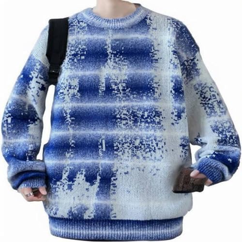 Cambkatl Men's Tie Dye Oversized Pullover Sweaters, Loose Crewneck Long Sleeve Casual Winter Knitted Streetwear Sweater Tops3