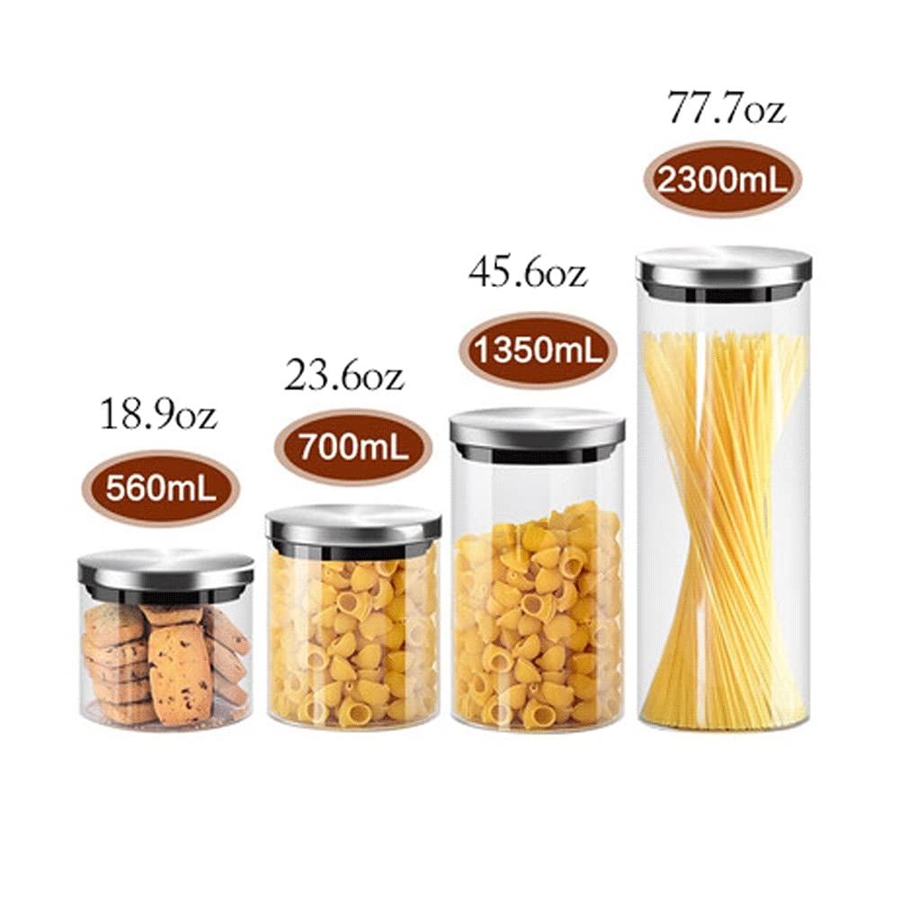 Enloy - Bote Hermético De Acero Inoxidable De 182 Onzas Para Cocina, Gran Harina, Grano De Café, Té, Cereales, Azúcar, Galletas, Metal, Recipientes De Almacenamiento De Alimentos Con Tapa Transparente