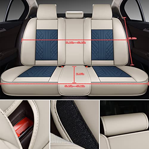 Image of GXT Bench Seat Cover, Premium Faux Leather Bench Seat Covers for Trucks - Universal Fit for Most Sedans SUV Pick-up Truck, Durable for Long Lasting Protection(White and Blue)