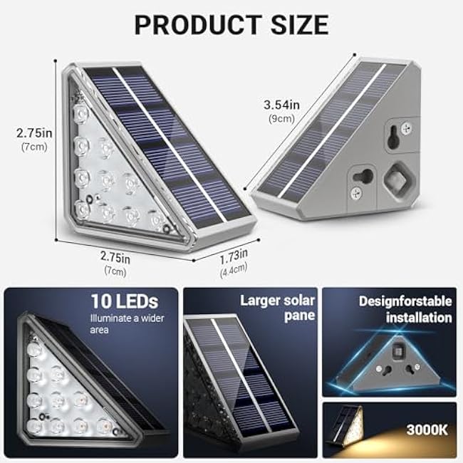 NIORSUN Solar Stair Lights Outdoor Waterproof IP67,6 Pack Solar Step Lights for Outside Auto On Off,Outdoor Stair Light for Steps,Patio,Yard,Porch,Front Door,Sidewalk,Deck Decor,Warm White