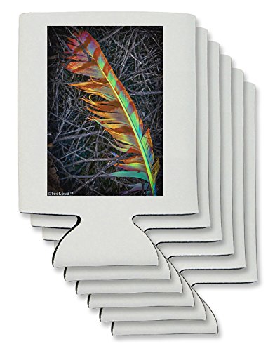 TooLoud Rainbow Feather Can/Bottle Insulator Coolers - 6 Pieces