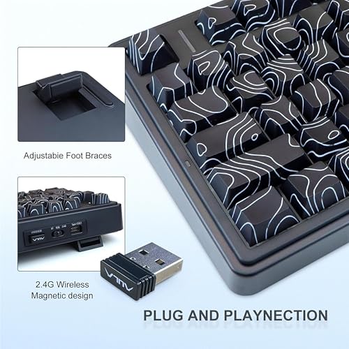 Image of AULA F75 75% Side Engraved Tri Mode TKL 80 Keys Wireless Mechanical Gaming Keyboard With Knob | 4000mAh Battery, South-Facing RGB Backlit Pre-Lubed Hot Swappable | Black Contour - Star Vector Switches